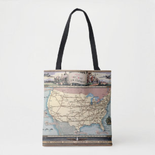 United States Map Ship the Skyway via Air Express Tote Bag