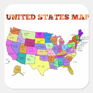 United States Map Square Sticker