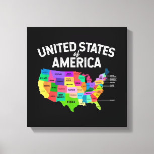 United States Map T-shirt US travel gift Canvas Print