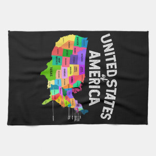 United States Map T-shirt US travel gift Kitchen Towel