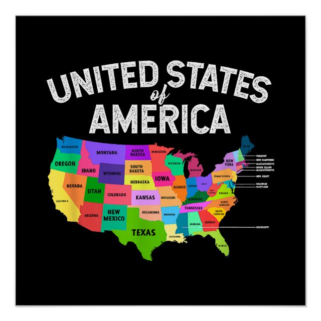 United States Map T-shirt US travel gift Poster (Front)