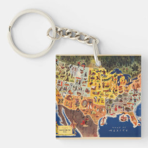United States Map - Vacation and Play Keychain
