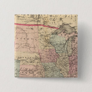 United States Map with Pony Express Route 2 Inch Square Button