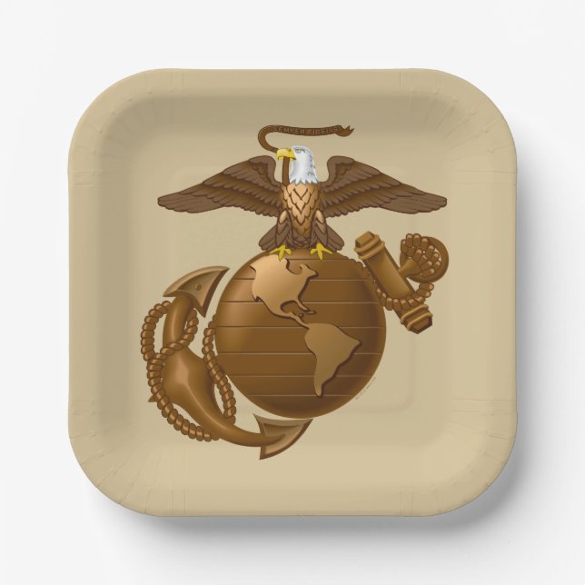 United States Marines | Full-Colour EGA - Bronze Paper Plate (Front)