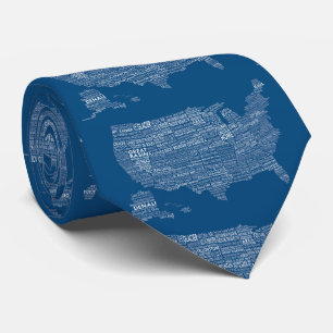 United States National Parks Typography Map Tie