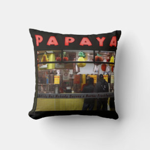 United States, New York. Grey's Papaya: window Throw Pillow