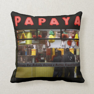 United States, New York. Grey's Papaya: window Throw Pillow
