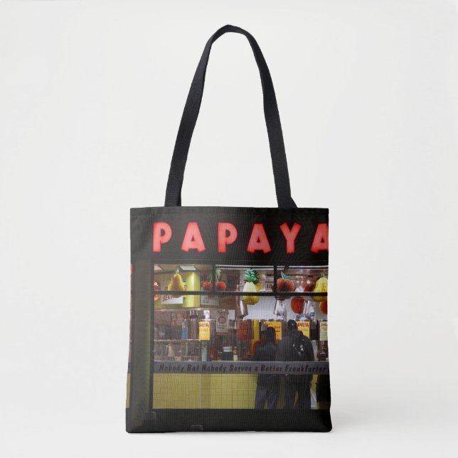 United States, New York. Grey's Papaya: window Tote Bag (Front)