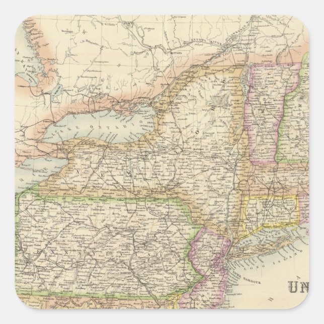 United States North Eastern States Square Sticker (Front)