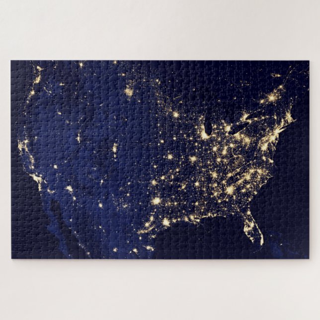United States of America at night from space Jigsaw Puzzle (Horizontal)