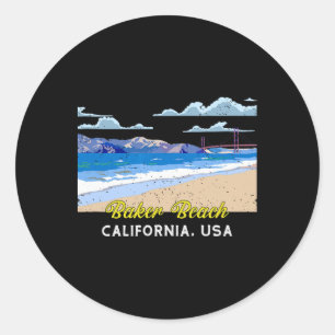 United States Of America California Baker Beach  Classic Round Sticker