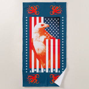 United States Of America Flag and eagle Beach Towel