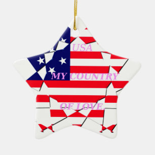United States of America Flag Ceramic Ornament