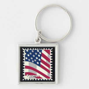 UNITED STATES OF AMERICA FLAG FOREVER STAMP KEYCHAIN