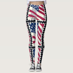 UNITED STATES OF AMERICA FLAG FOREVER STAMP LEGGINGS
