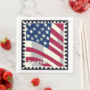 UNITED STATES OF AMERICA FLAG FOREVER STAMP NAPKIN