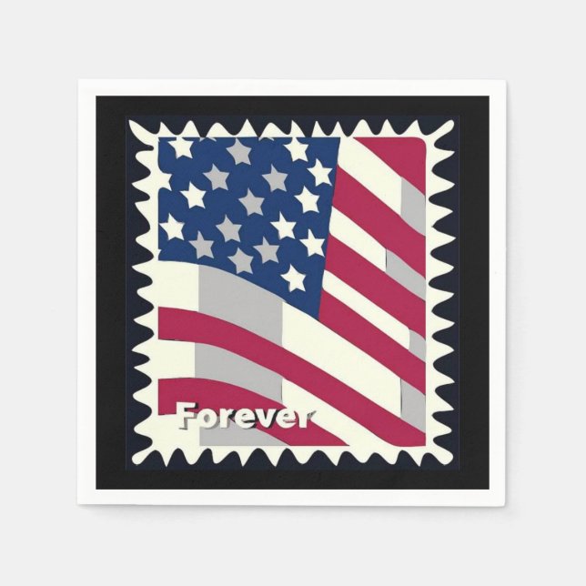 UNITED STATES OF AMERICA FLAG FOREVER STAMP NAPKIN (Front)