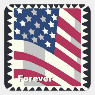 UNITED STATES OF AMERICA FLAG FOREVER STAMP SQUARE STICKER
