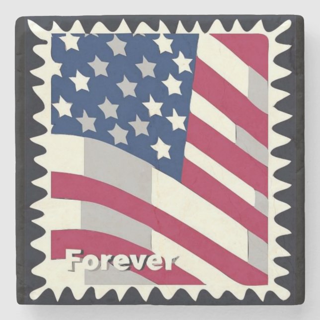UNITED STATES OF AMERICA FLAG FOREVER STAMP STONE COASTER (Front)