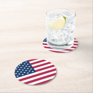 United States of America flag patriotic Round Paper Coaster
