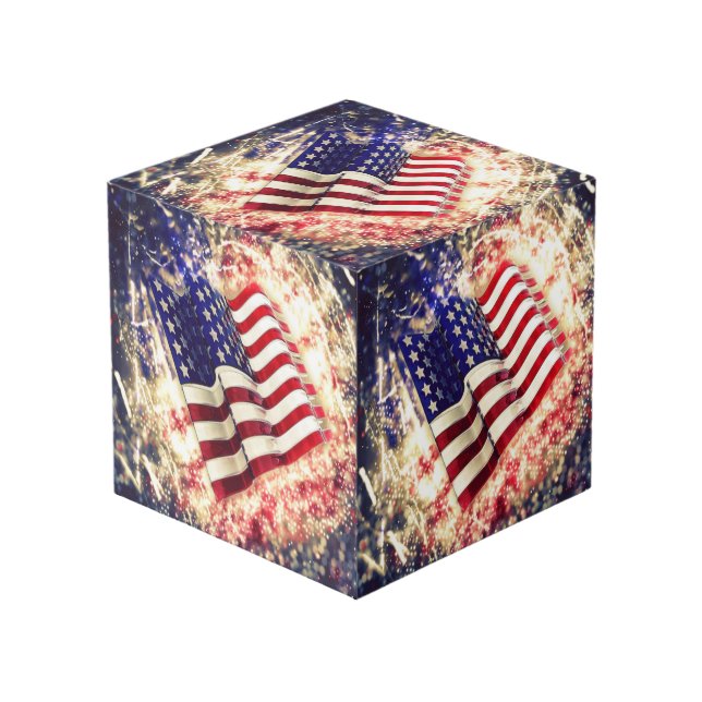 United States of America Flag Photo Cube (Front Angled)