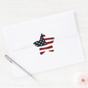 UNITED STATES OF AMERICA MAP AND FLAG STAR STICKER