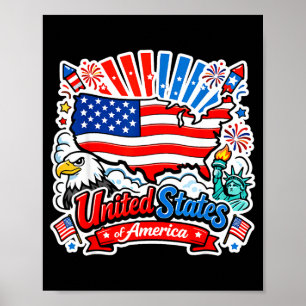 United states of america patriotic graphic, usa ma poster