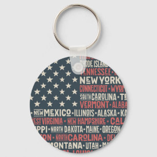 United States Of America  States & Capitals Keychain