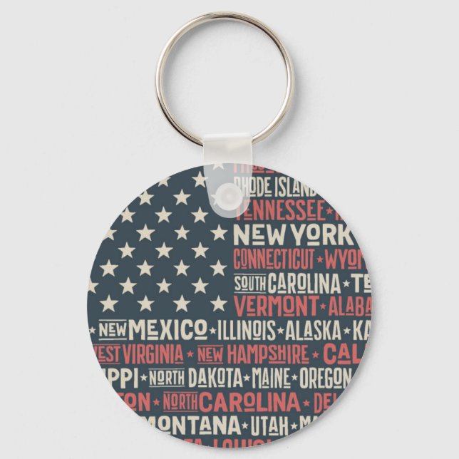 United States Of America |States & Capitals Keychain (Front)