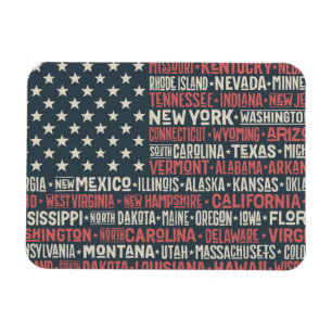United States Of America  States & Capitals Magnet