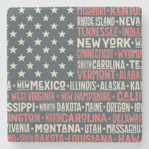 United States Of America  States & Capitals Stone Coaster