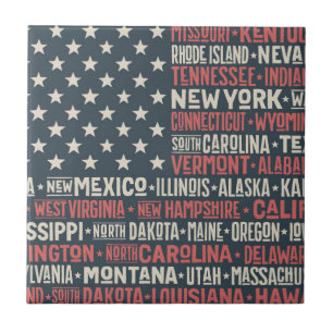 United States Of America  States & Capitals Tile