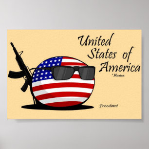 United States of America (USA) Countryball Poster