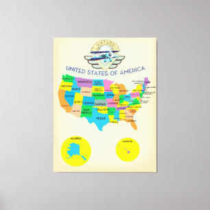 United States of America vintage style Map Canvas Print