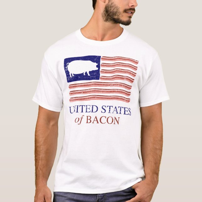 United States of Bacon Distressed T-shirt (Front)