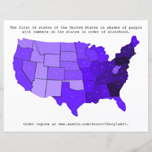 United States Order of Statehood Map with Numbers
