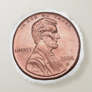 United States Penny Round Pillow