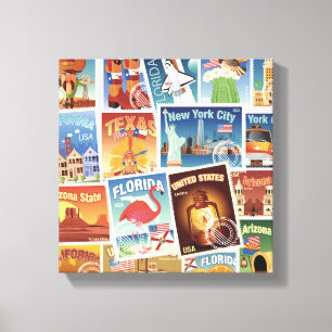United States Postage Stamps Canvas Print