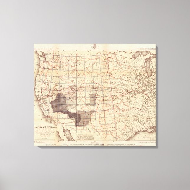 United States Progress Map of Routes and Stations Canvas Print (Front)