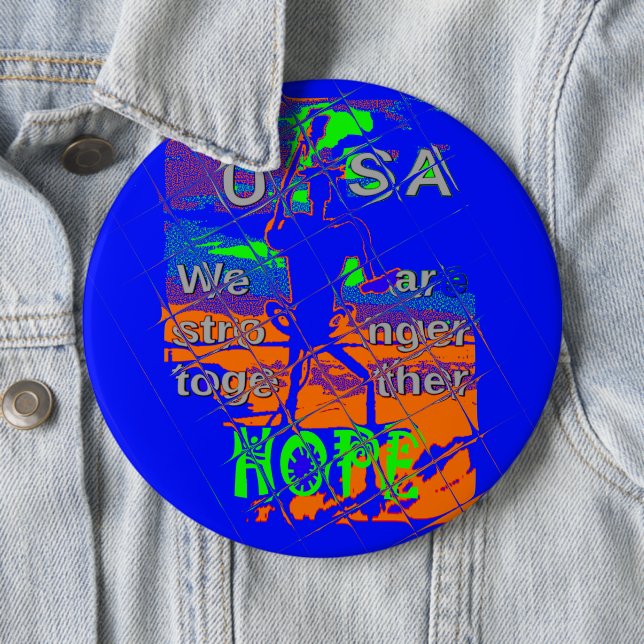 United States Psychedelic Hope: Blue Unity Art 6 Inch Round Button (In Situ)