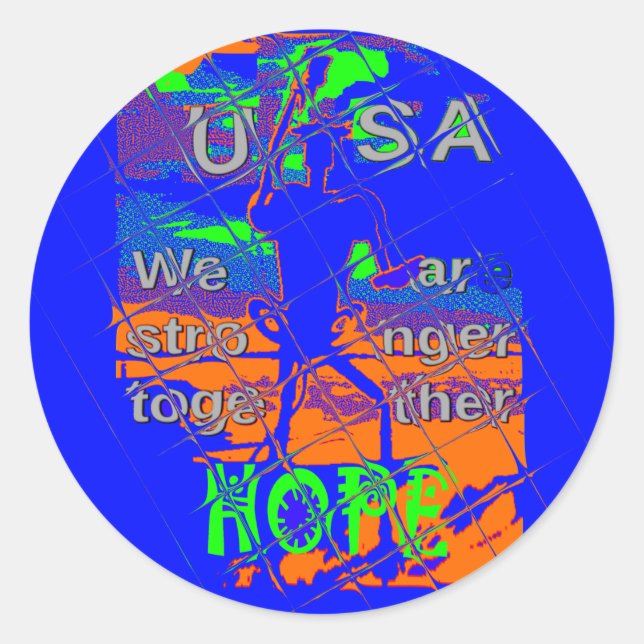 United States Psychedelic Hope: Blue Unity Art Classic Round Sticker (Front)
