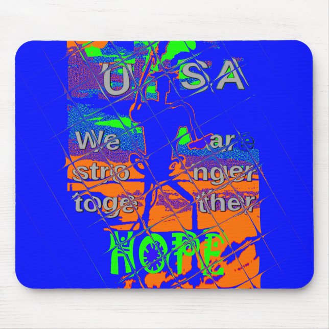 United States Psychedelic Hope: Blue Unity Art Mouse Pad (Front)