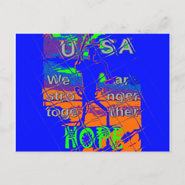 United States Psychedelic Hope: Blue Unity Art Postcard (Front)