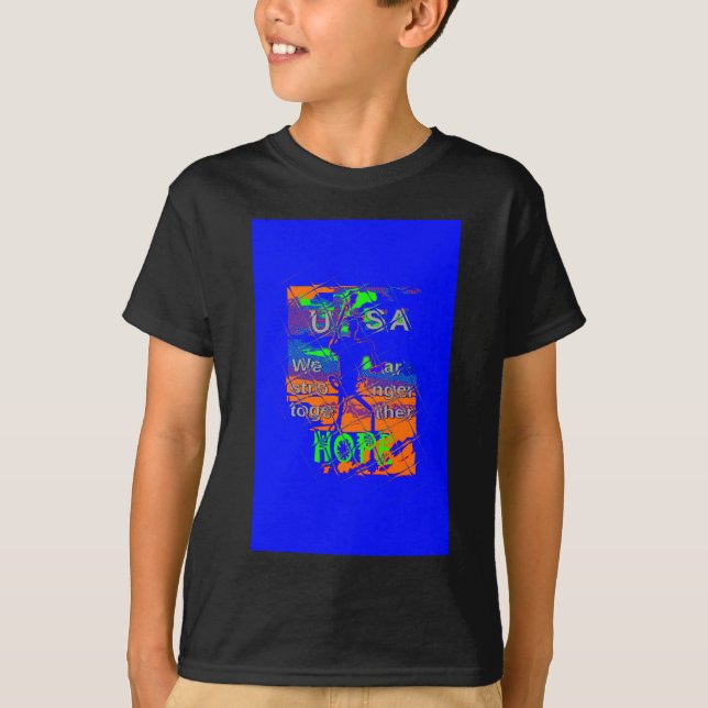 United States Psychedelic Hope: Blue Unity Art T-Shirt (Front)
