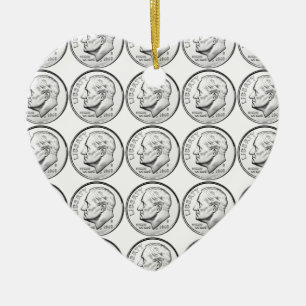 United States Roosevelt Dime Ceramic Ornament