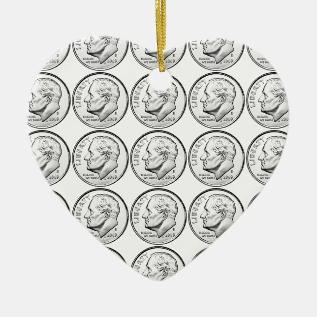 United States Roosevelt Dime Ceramic Ornament (Front)