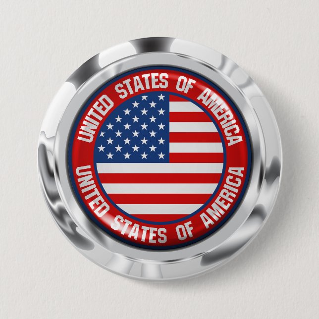 United States Round Emblem 3 Inch Round Button (Front)