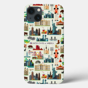 United States Symbols Pattern iPhone 13 Case