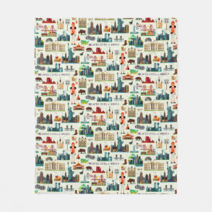 United States Symbols Pattern Fleece Blanket