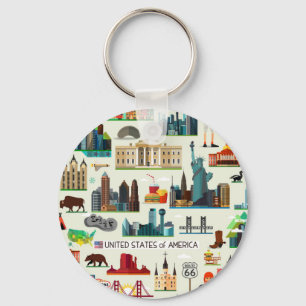 United States Symbols Pattern Keychain
